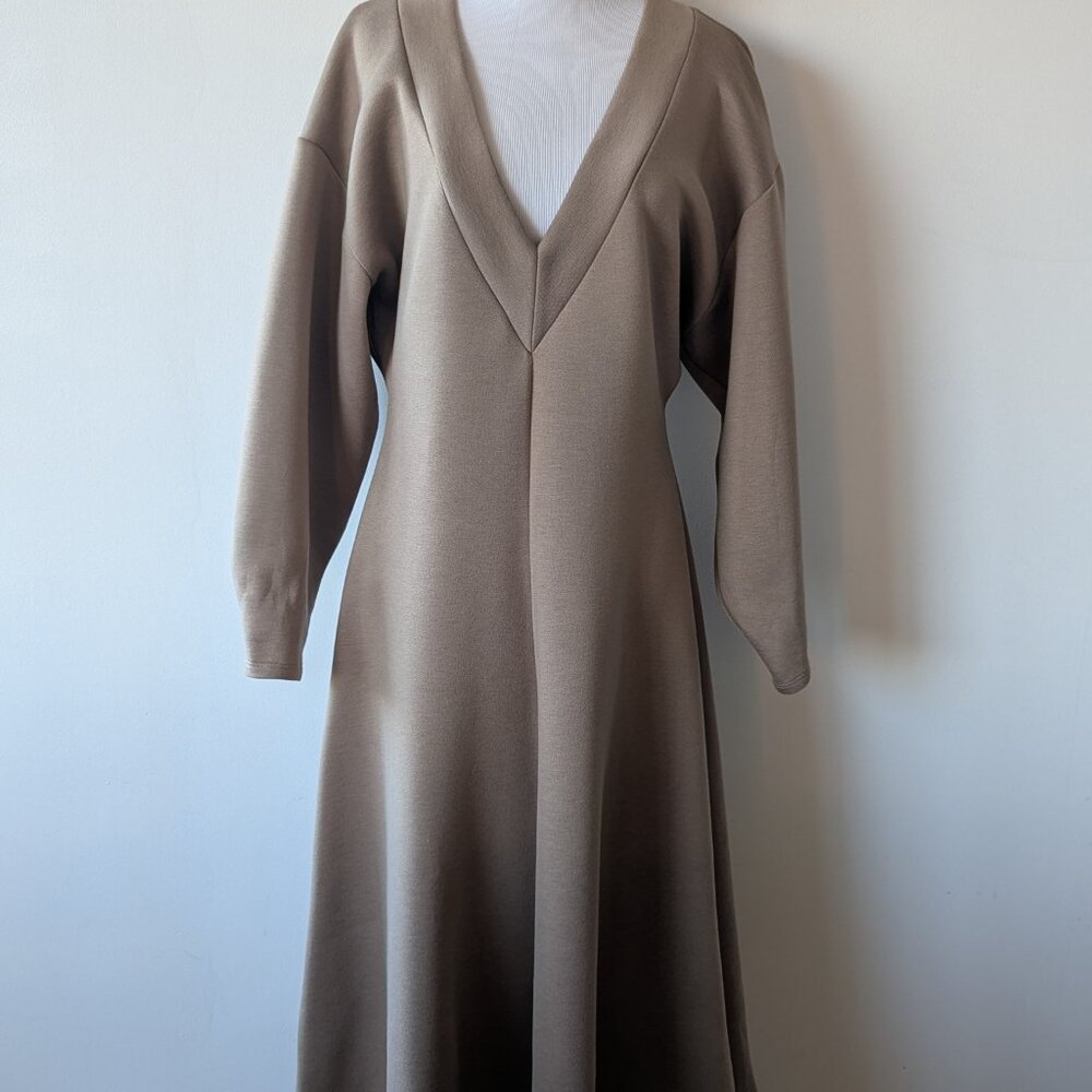 beaufille Beige V-Neck Midi Dress - Picture 2 of 7